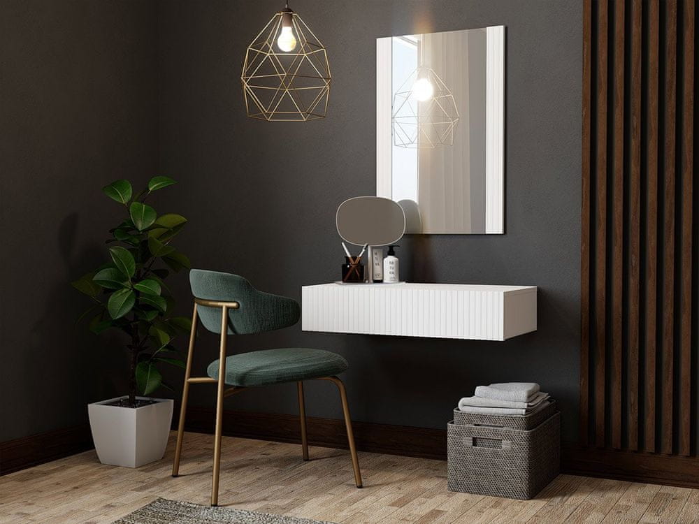 Veneti Závesný toaletný stolík so zrkadlom CRATO - biely